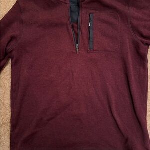 Men's Burgundy Sweater with Quarter-Zip Eddie Bauer Pullovers Xl Red